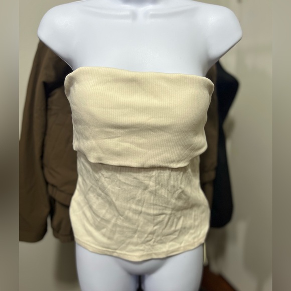 OGL Cream Ribbed Tube Top - Picture 2 of 6